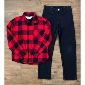 H&M Plaid Button Shirt and Jeans Outfit